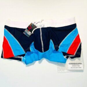 "NDS" Wear Size M Short Square Cut Swim Trunks - Navy + Multi Color